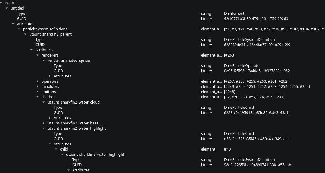VPKEdit displaying raw particle file data